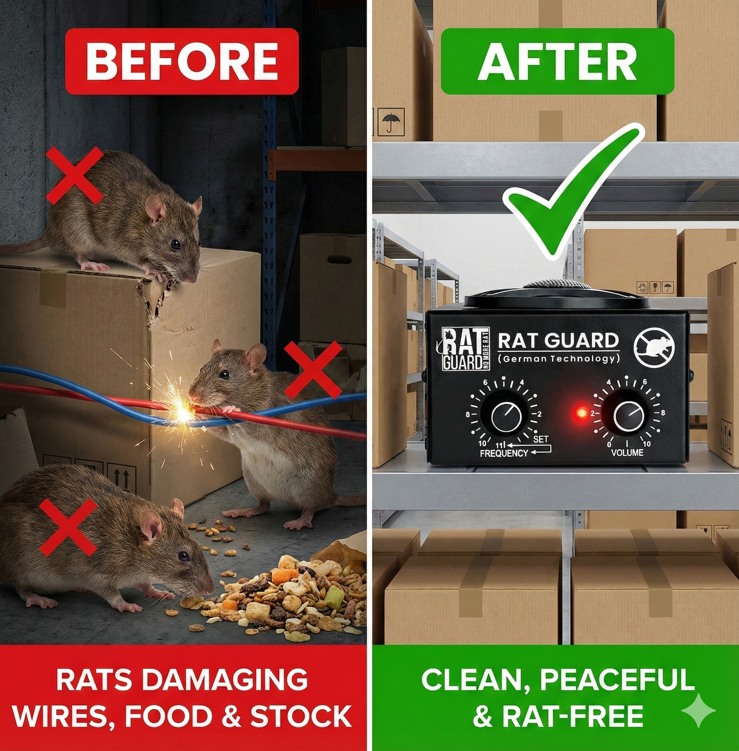 Ratguard SMALL - Ultrasonic Rat Repellent for Small Commercial Spaces