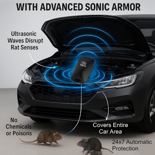 Ratguard SonicArmor X - Ultrasonic Rat Repellent for Car